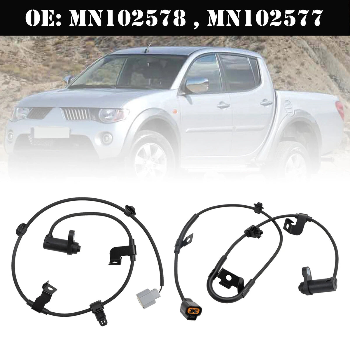 2X ABS Wheel Speed Sensor for Mitsubishi L200 (2006–2015) MN102577, MN102578