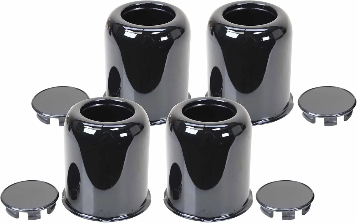 Set of 4 Stainless Steel Black Wheel Center Caps for LIBRA Trailer (3.19")