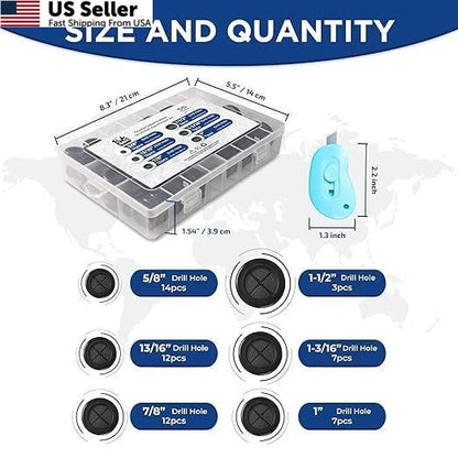 Set of 55 Double-Sided Rubber Grommets for Various Applications
