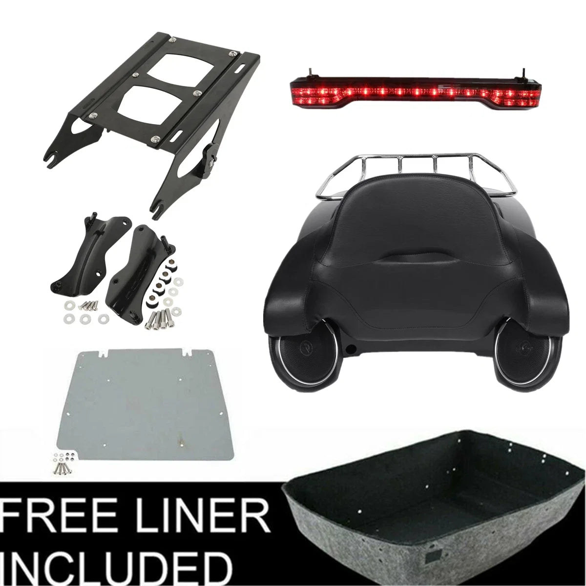 LED Trunk Pad Mount Rack Speakers for Harley Touring (2014–2026)