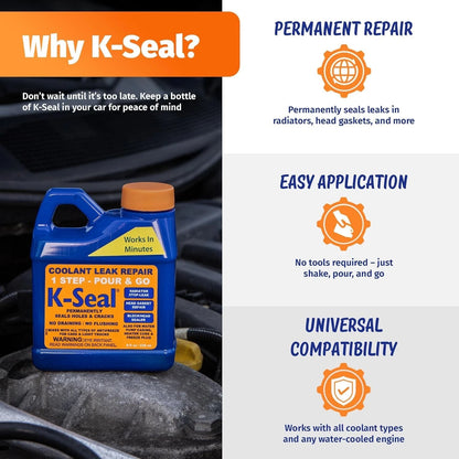 K-Seal ST5501 Coolant Leak Repair for Automotive (8oz, Blue)