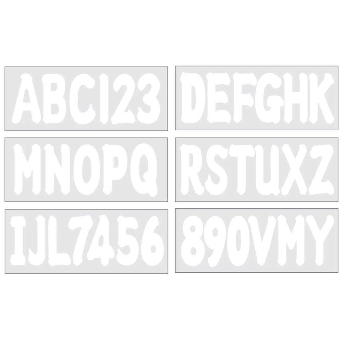 Set of 4 White Decal Letters & Numbers for Boat Registration (A-Z, 0-9)