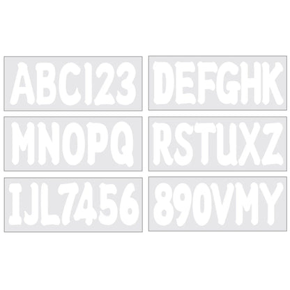 Set of 4 White Decal Letters & Numbers for Boat Registration (A-Z, 0-9)