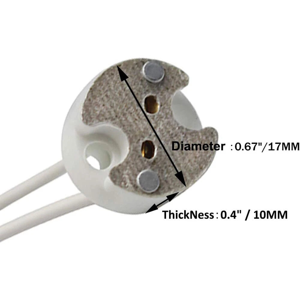 Set of 40 MR16, GU5.3, G4, MR11 Bi-Pin Socket Base Ceramic, Wire 5.9"