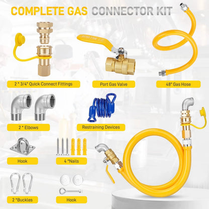 3/4" Gas Hose Connector Kit with 3/4 Quick Connect for Safety System (CSA)