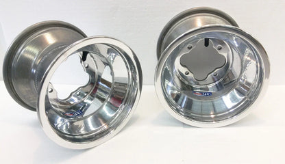 Pair of DWT Polished A5 Rolled Lip Rear Wheels Rims 9x8 4/110 for TRX 250R 450R