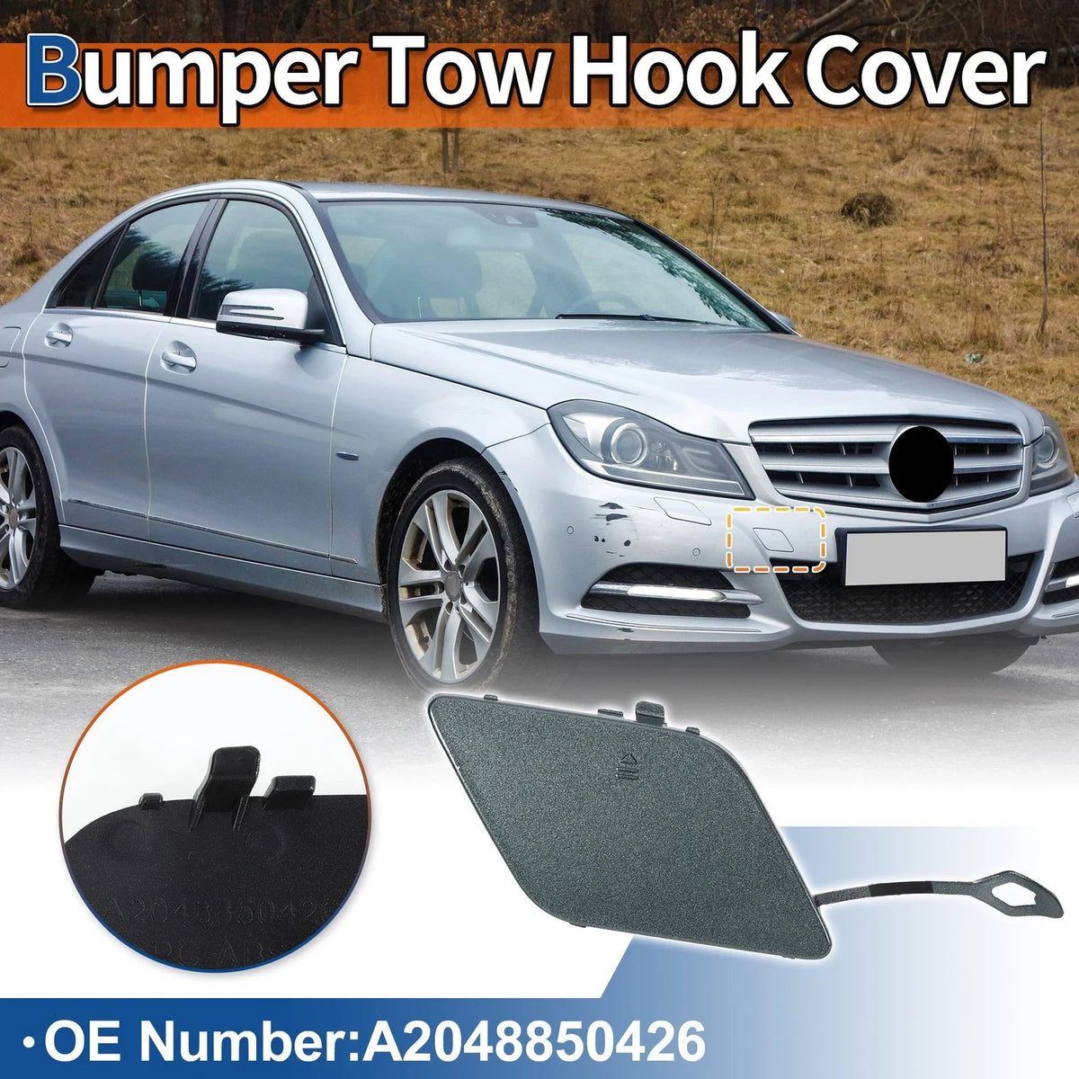 Tow Hook Cover for Mercedes-Benz A-Class (2013–2015) No.A2048850426 Sapphire Grey