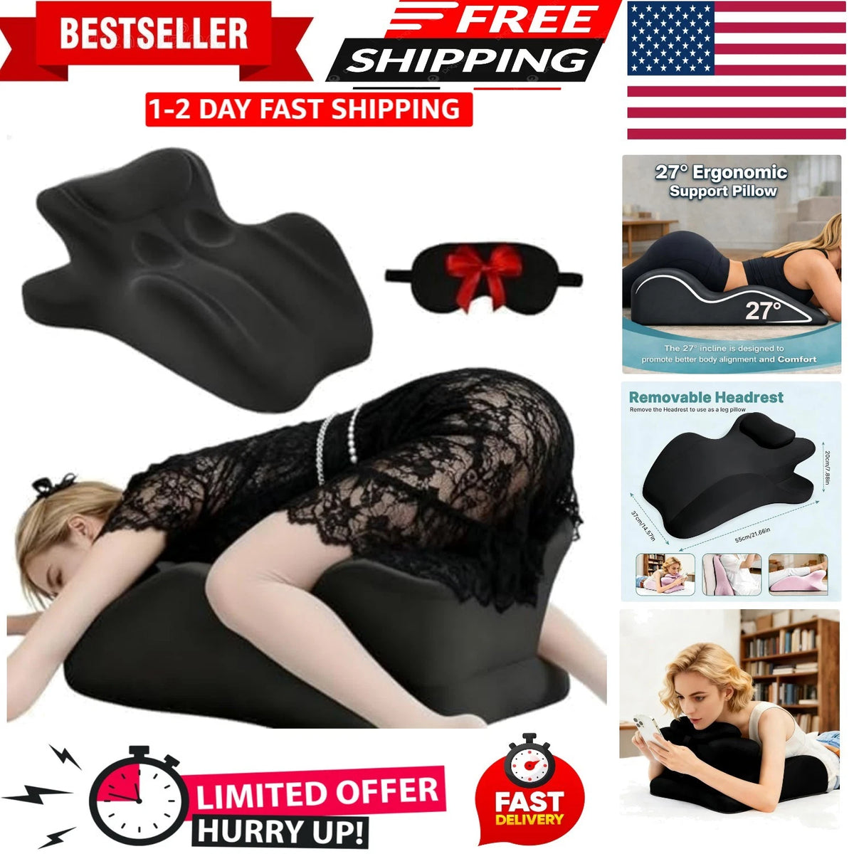 Widened Adult Intimacy Position Pillow for Couples