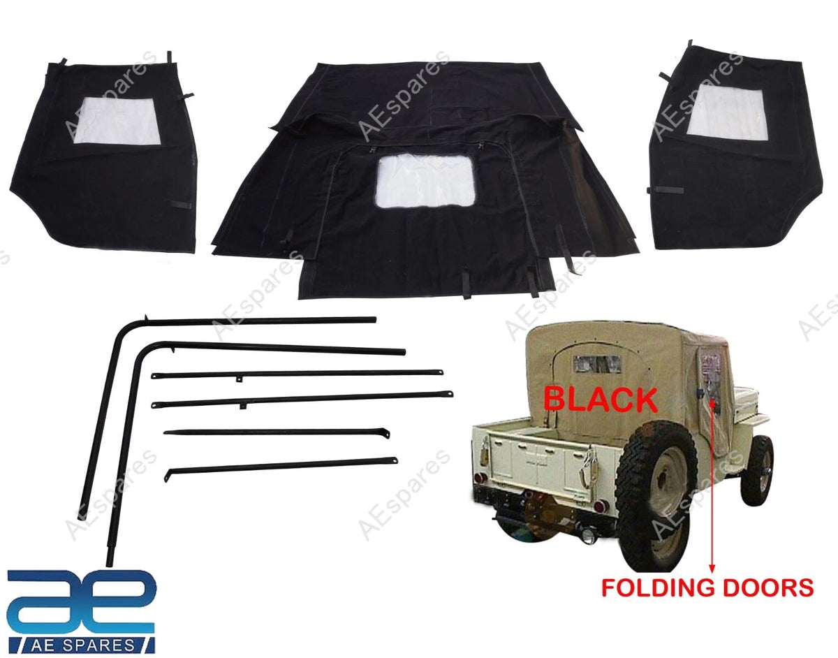 Canvas Half Cabin Soft Top with Frame for Willys Jeep CJ2A CJ3A (1945–1953)