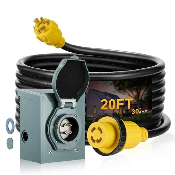 20FT 30A Extension Cord for Generator Transfer Box L14-30P to L14-30R (2010–2026)