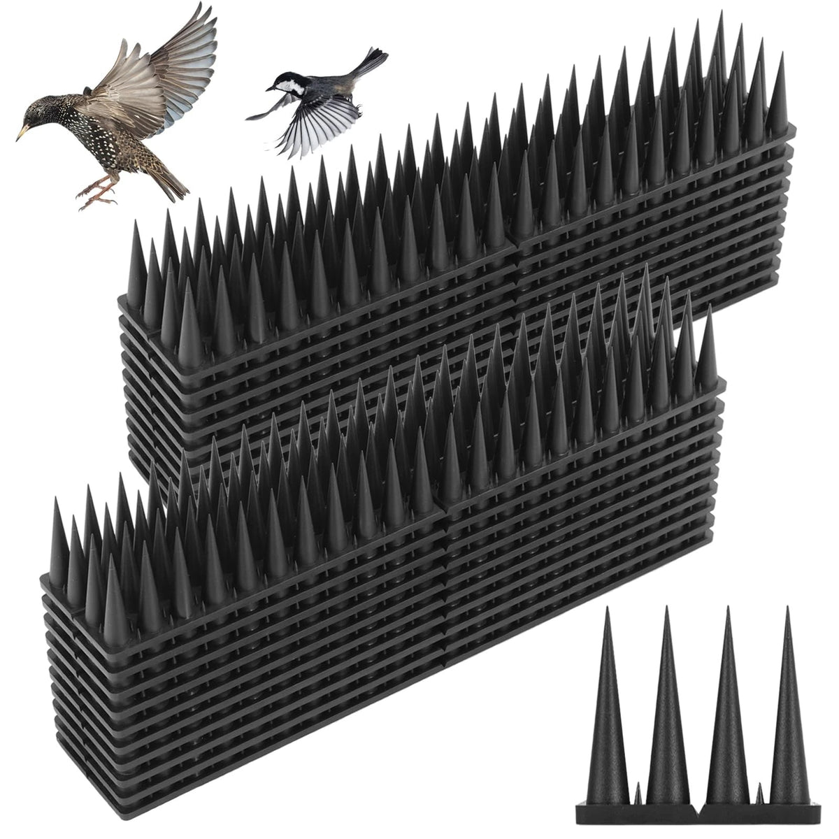 9 Pack Bird Spikes for Squirrel Guard - 8.4 Feet, Black