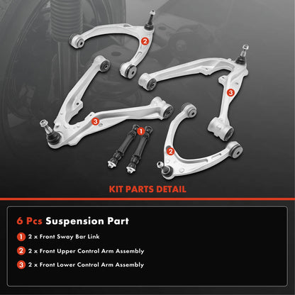 Set of 6 Front Control Arm Ball Joint Sway Bar Link for Chevy Silverado 1500 (520-805, 520-806, CMS501184, CMS501185, CMS501234, CMS501233, K700432)