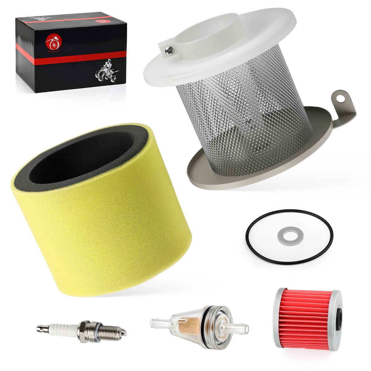 Air Filter Foam Holder Kit & Oil Filter for Kawasaki Bayou KLF220 KLF250 KLF300B (1990–2004)