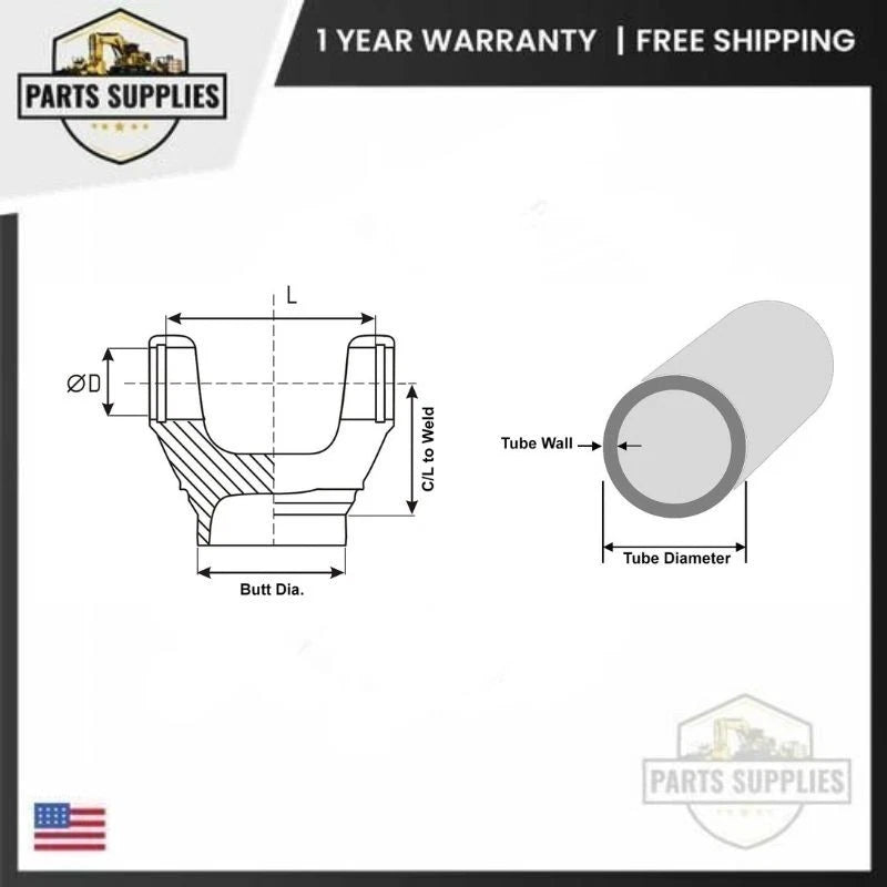 3-28-327 Driveshaft Tube Weld Yoke for 2.5" Dia x 0.095" Wall Tube