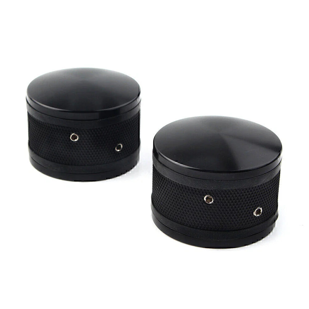 Black CNC Front Axle Nut Cover Caps for Harley Sportster Softail Road King