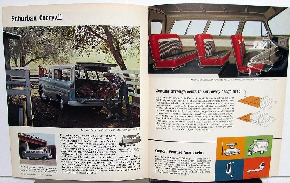 1964 Chevrolet Truck Suburban Carryalls Sales Brochure Folder Original