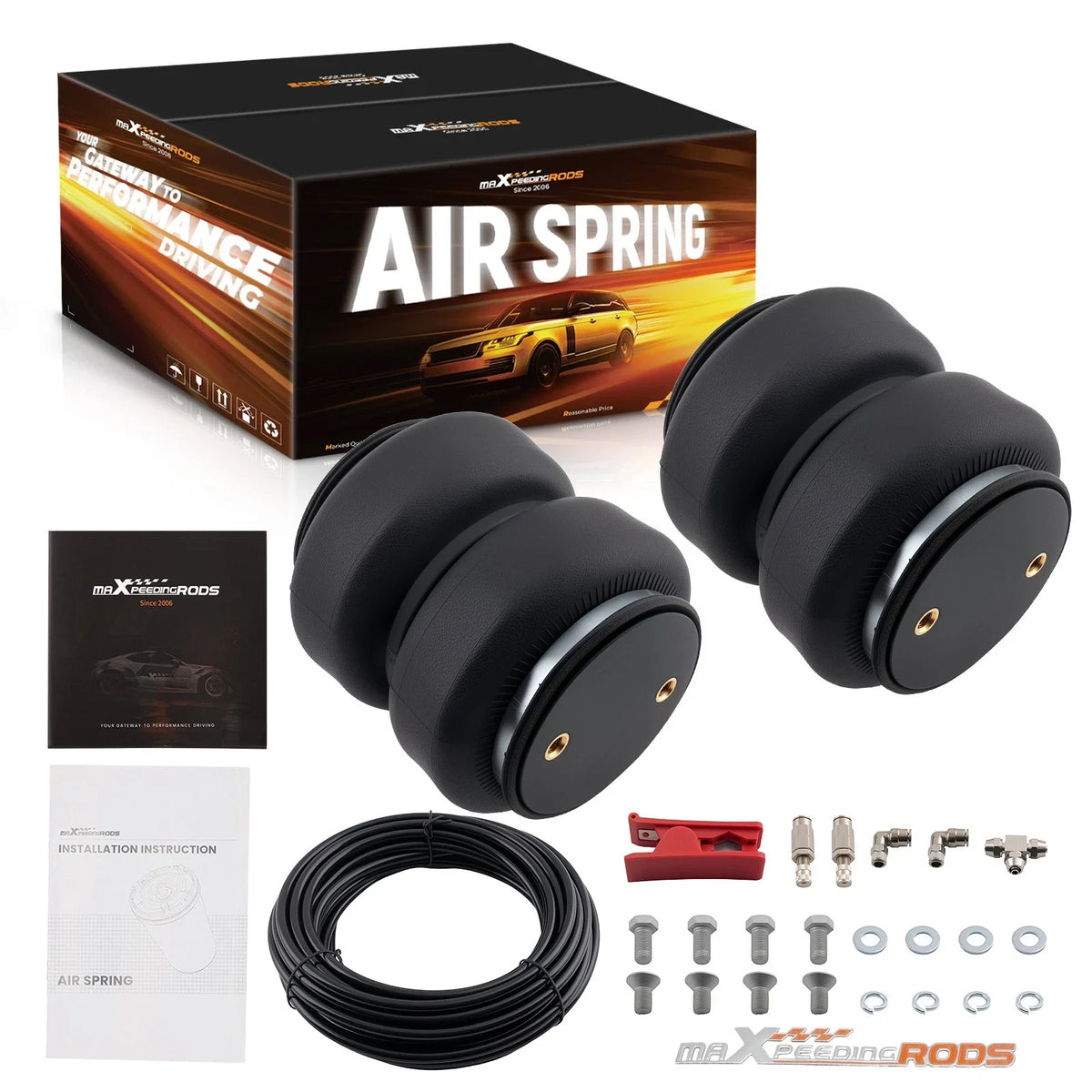 2pcs Air Spring Ride Bag 2500lb + Air Fitting Line for GMC Sierra 1500 (2014–2023)