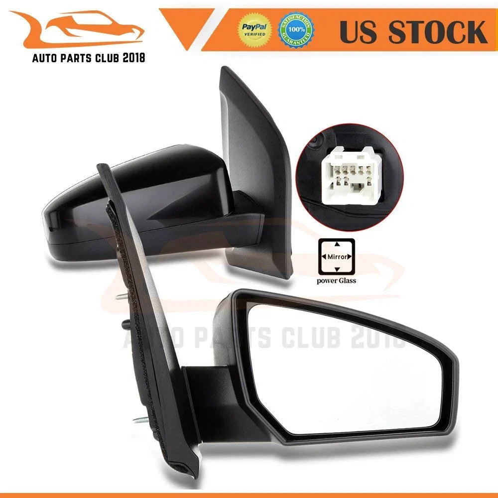 2X Non-Fold Power Towing Mirrors for Nissan Sentra (2007–2012) Black