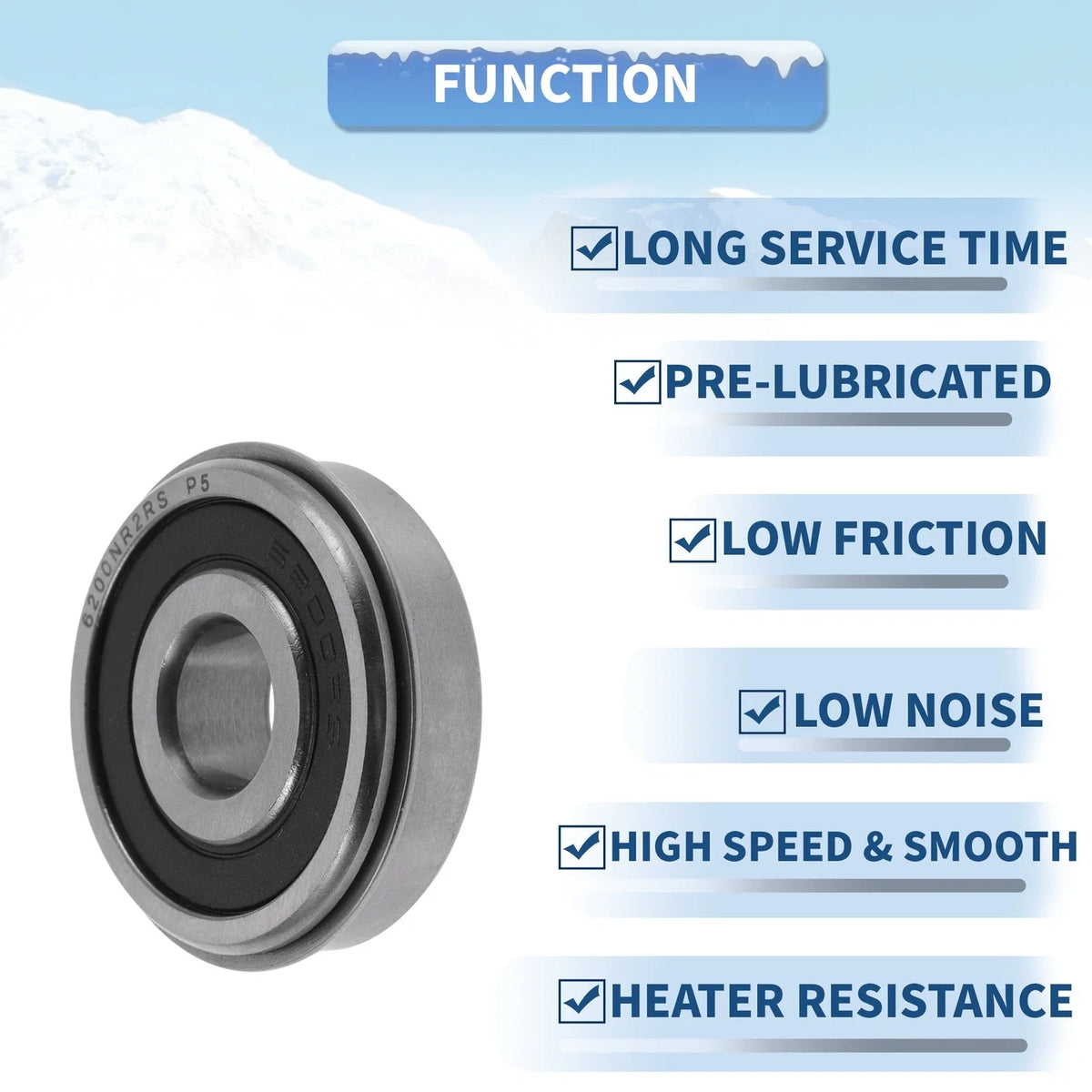 1Pc 6200NR2RS Deep Groove Ball Bearing for Scooter Skateboard (N/A)