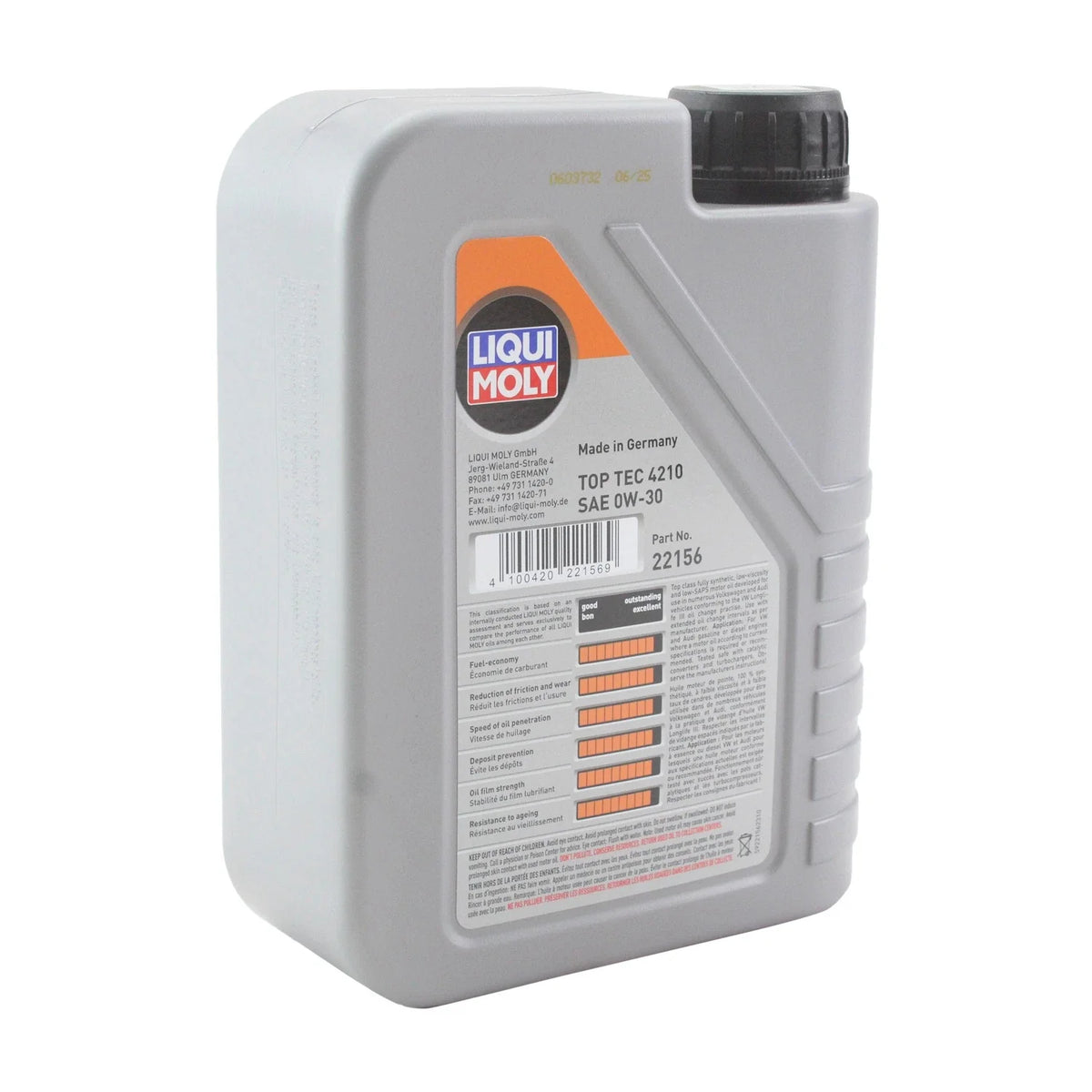 Set of 4 Liqui Moly Top Tec 4210 0W-30 Engine Motor Oil (4L)