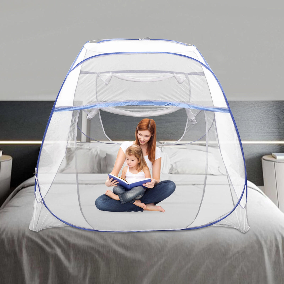 Pop-Up Mosquito Net Tent for Folding Use - Single Door Zipper Design