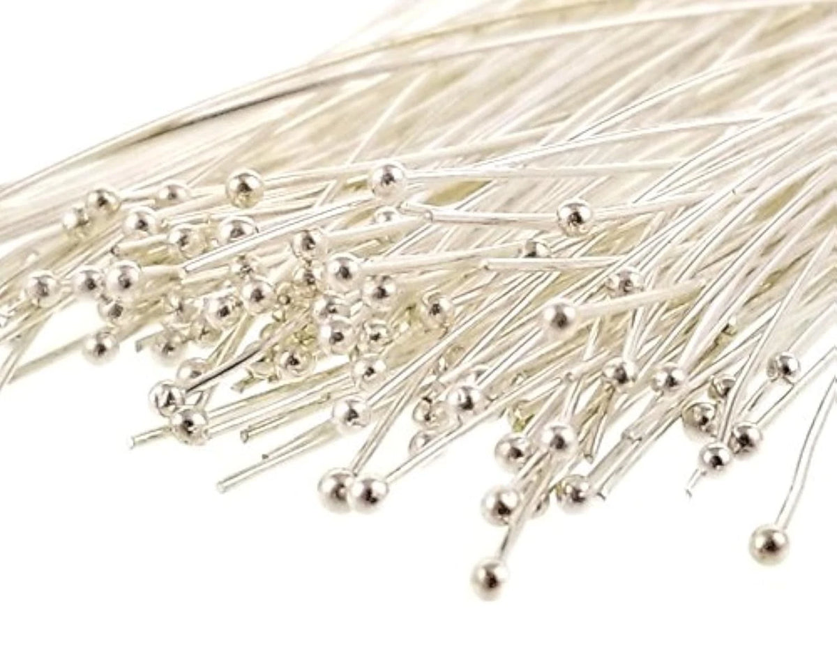 Silver Plated Brass Ball Head Pins for Jewelry Making (Hypoal)