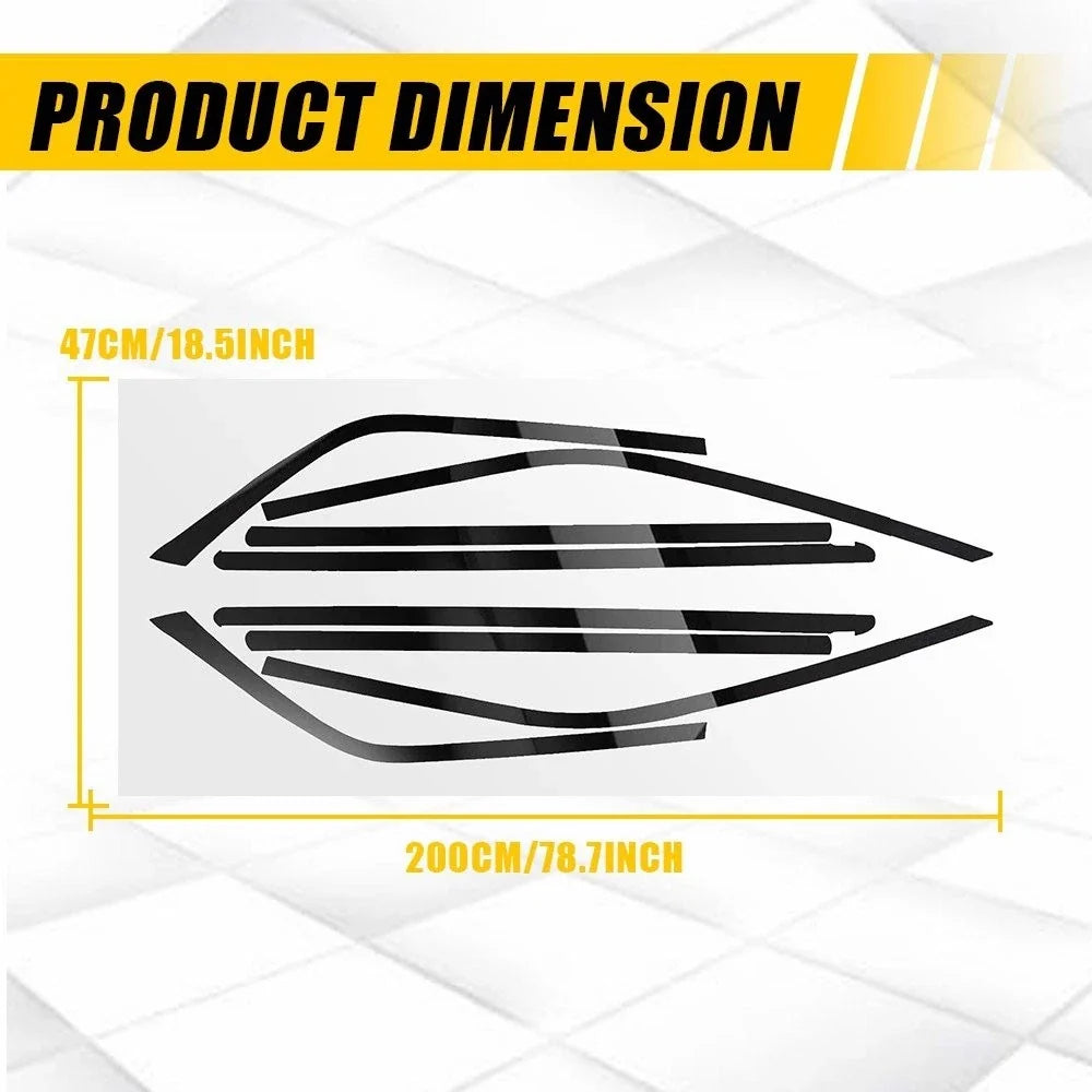 8Pcs Side Window Trim Wrap for Chrysler 300 (2011–2023) Gloss Black Vinyl