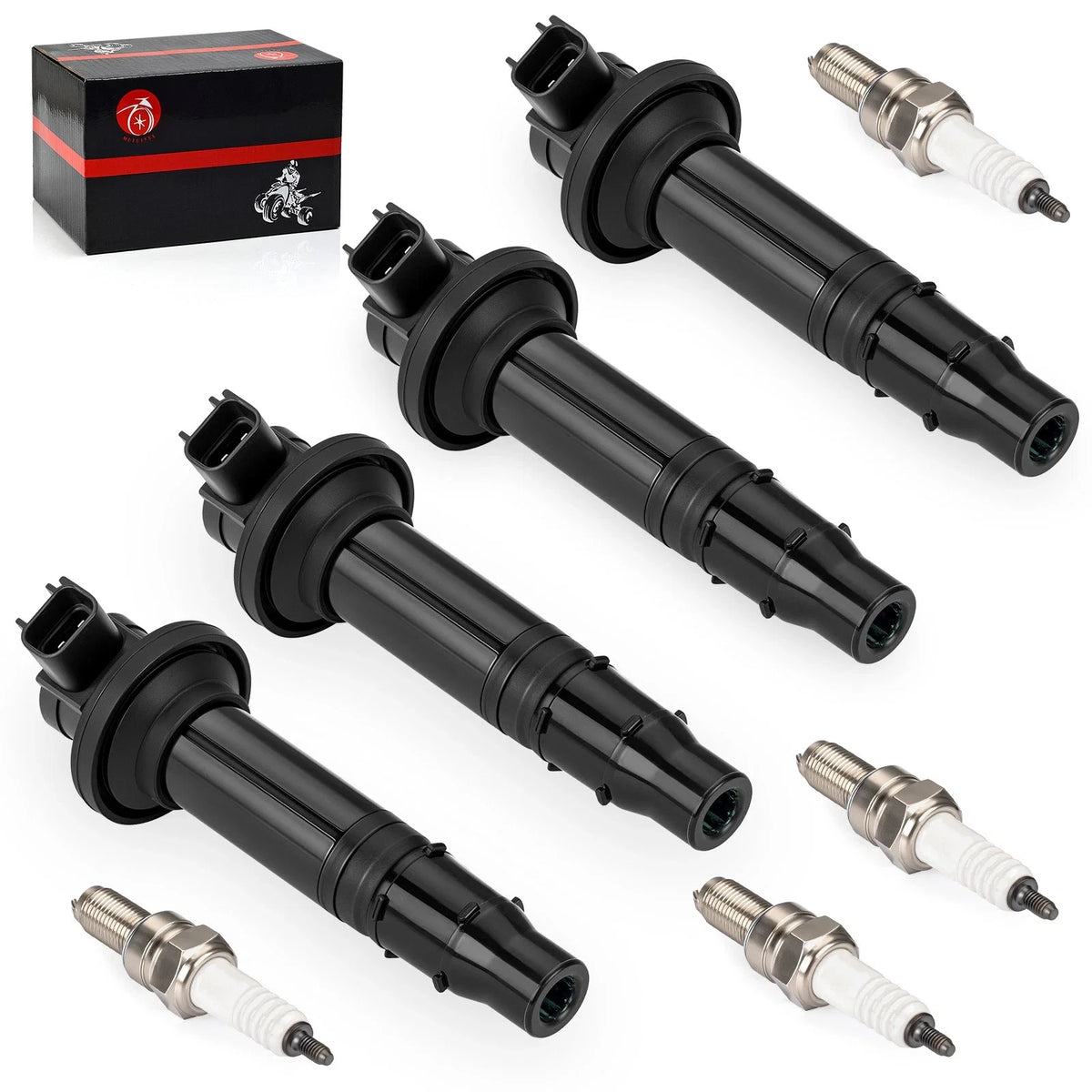 Set of 4 Ignition Coils w/ Spark Plug for Yamaha YZF R6/YZF R6S (1999–2002)