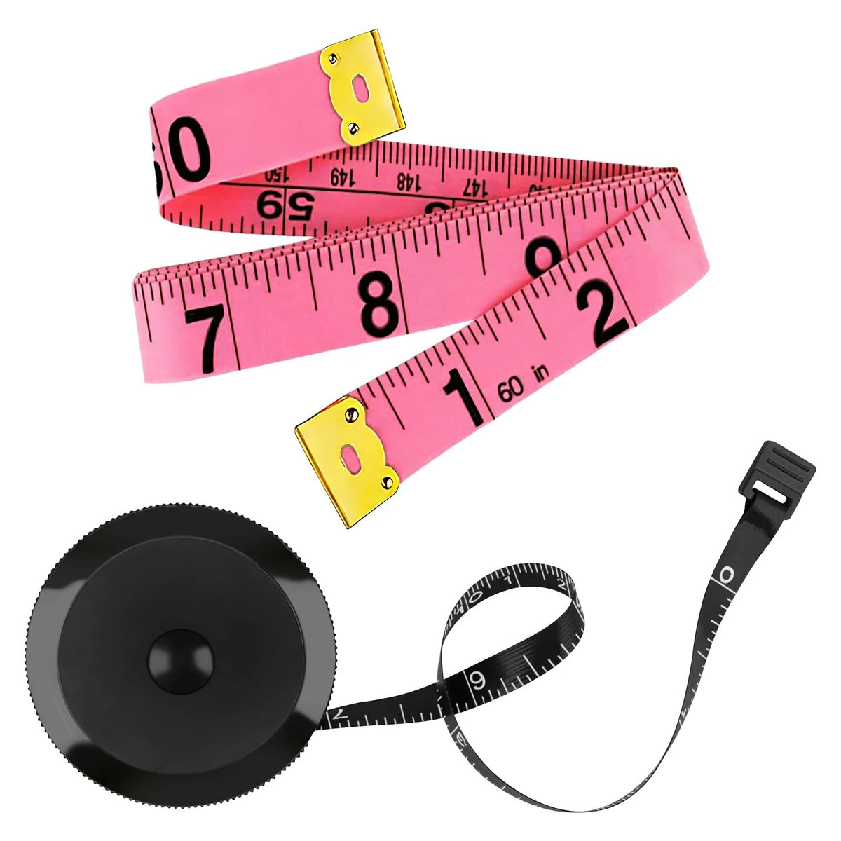 2X Soft Tape Measure Retractable for 150cm (Black)