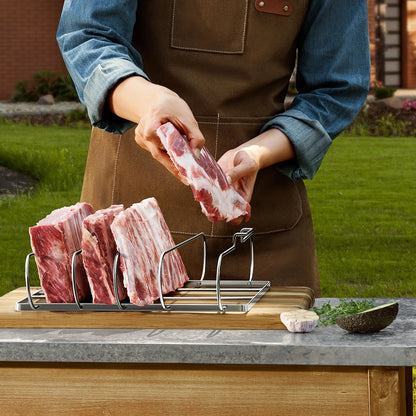 Rib Rack for Smoking & Grilling (Holds 4 Full Racks)