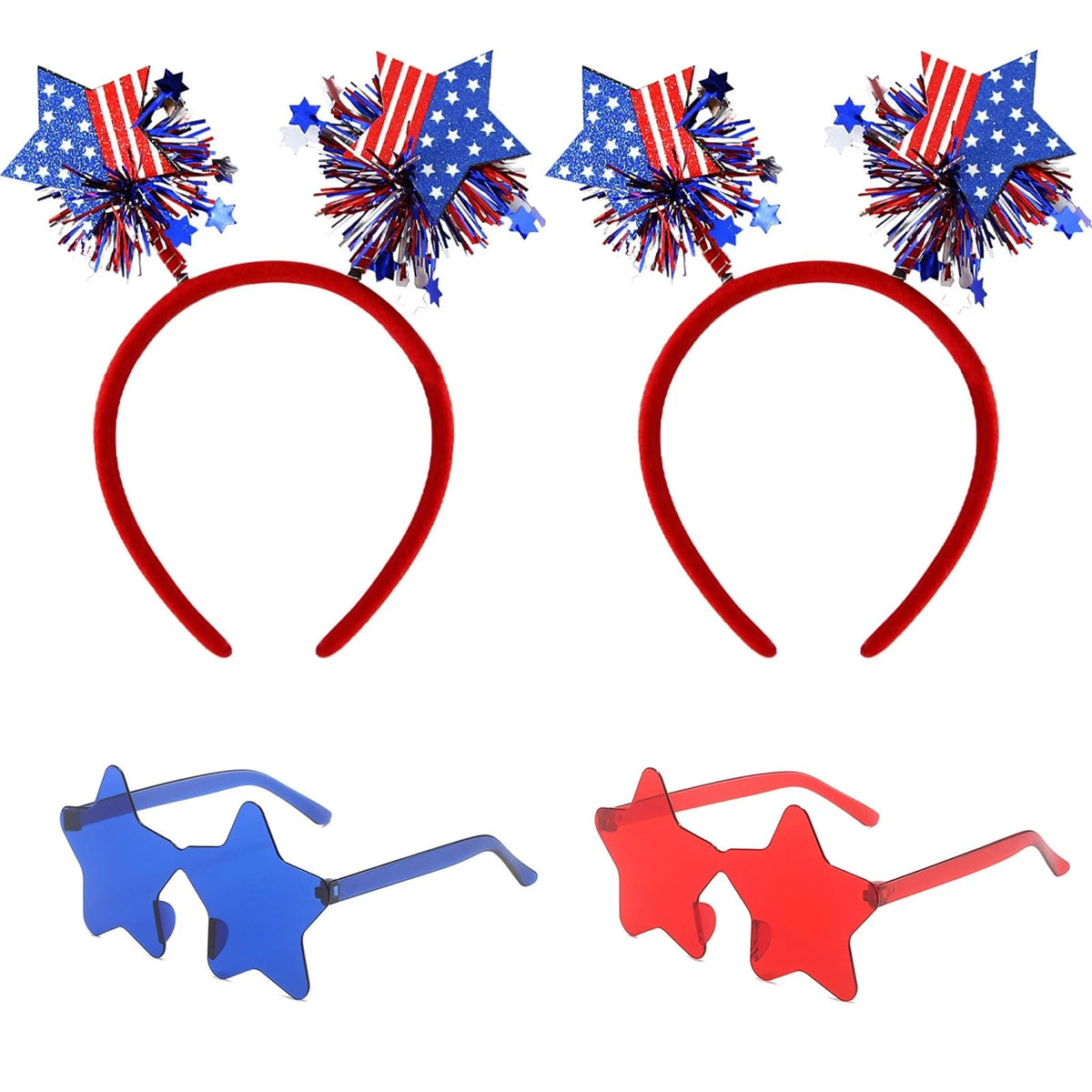 4 Pcs Independence Day Headband & Star Sunglasses Accessories