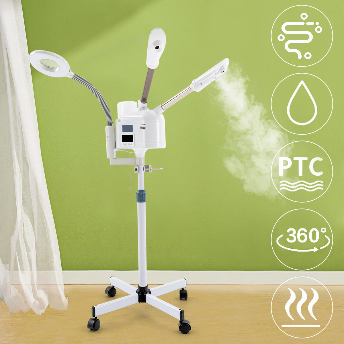 3 in 1 Facial Steamer Spa Equipment with LED Magnifying Lamp