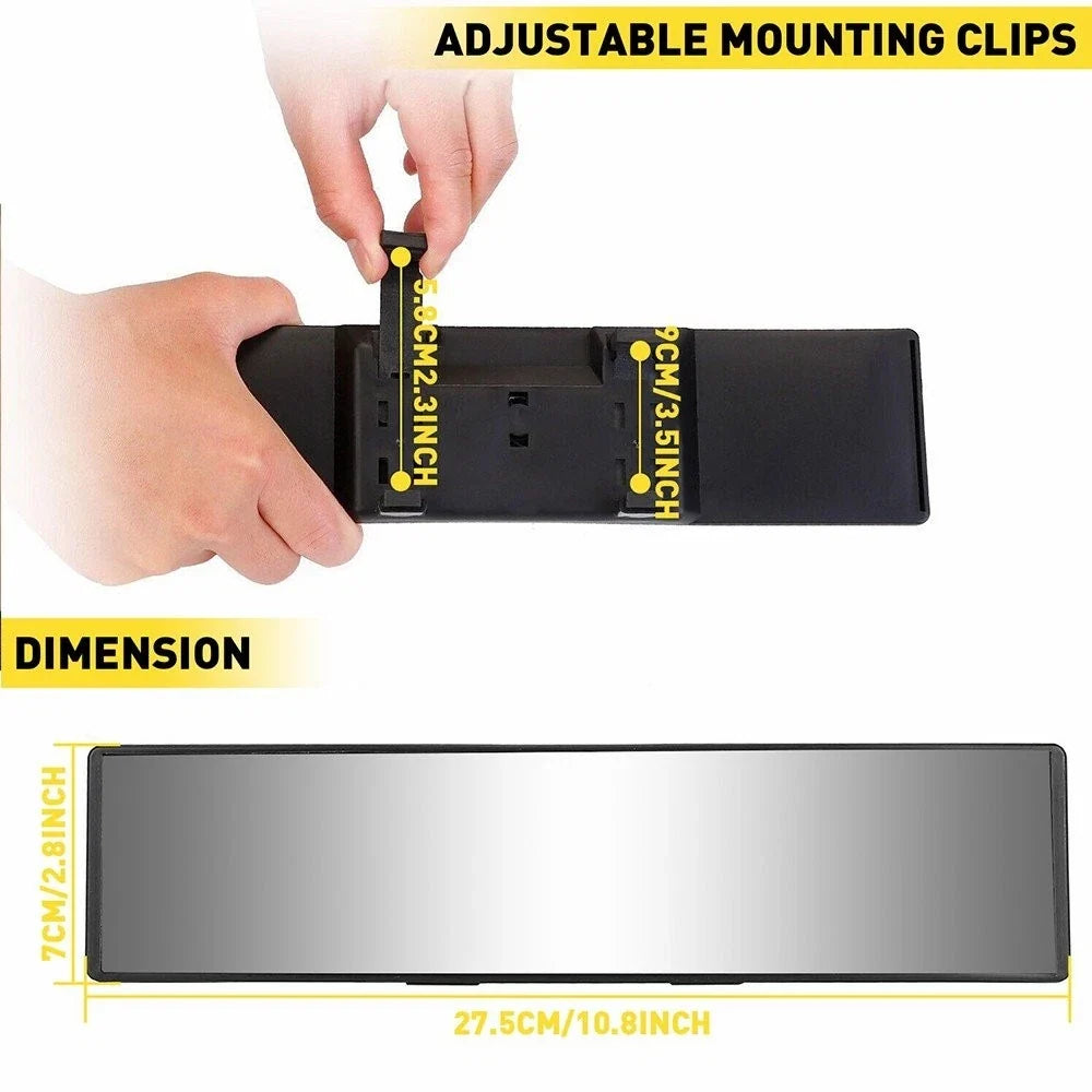 Wide Angle Convex Interior Clip On Rear View Mirror for Universal (270MM)