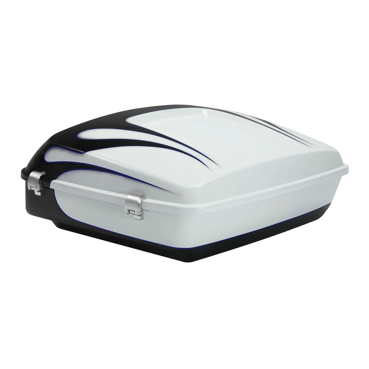 Chopped Trunk for Harley Touring (2014–2024) White Amethyst Black Licorice Flames