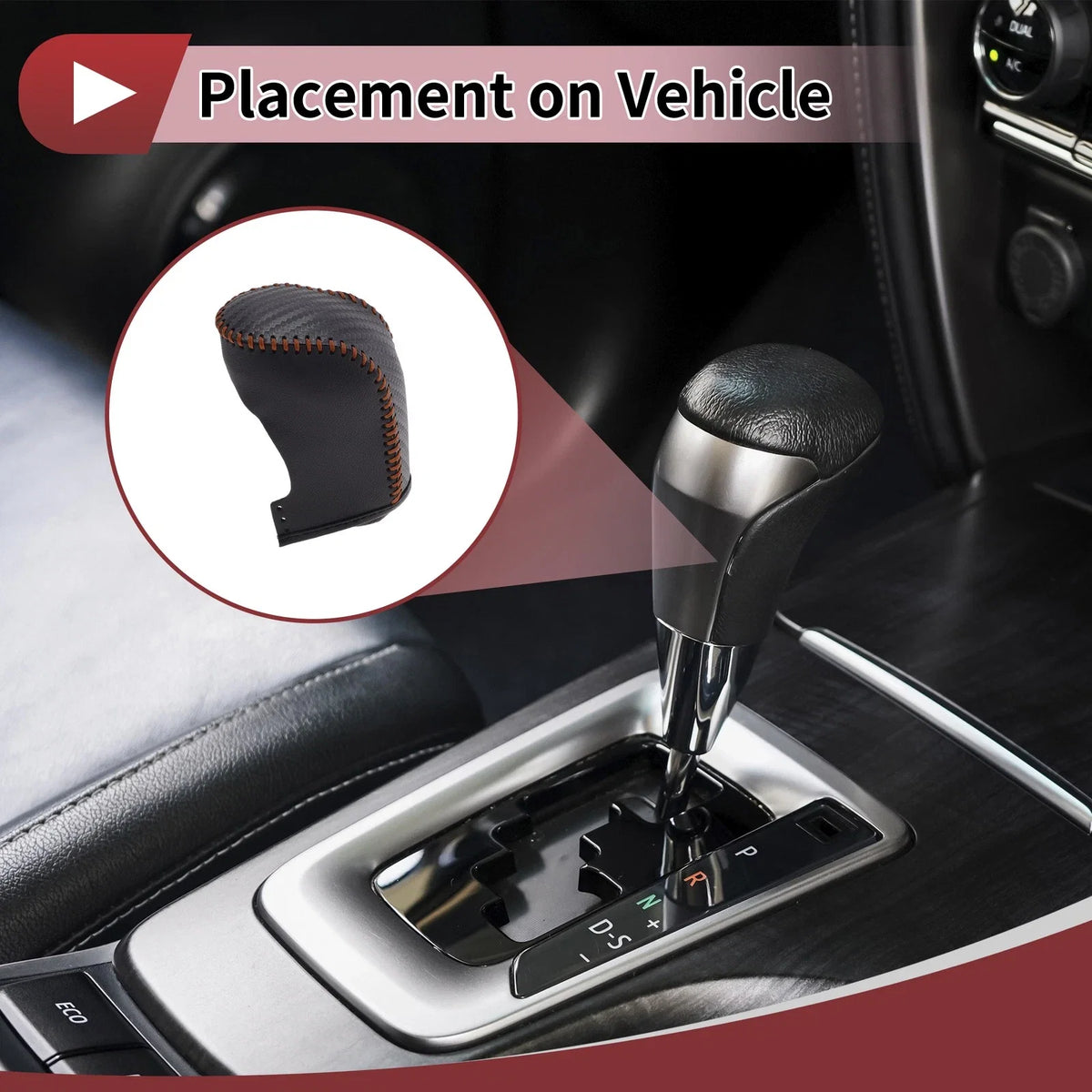 1 Pc Gear Shift Knob Cover for Hyundai Sonata (2011–2014) Black Brown Faux Leather