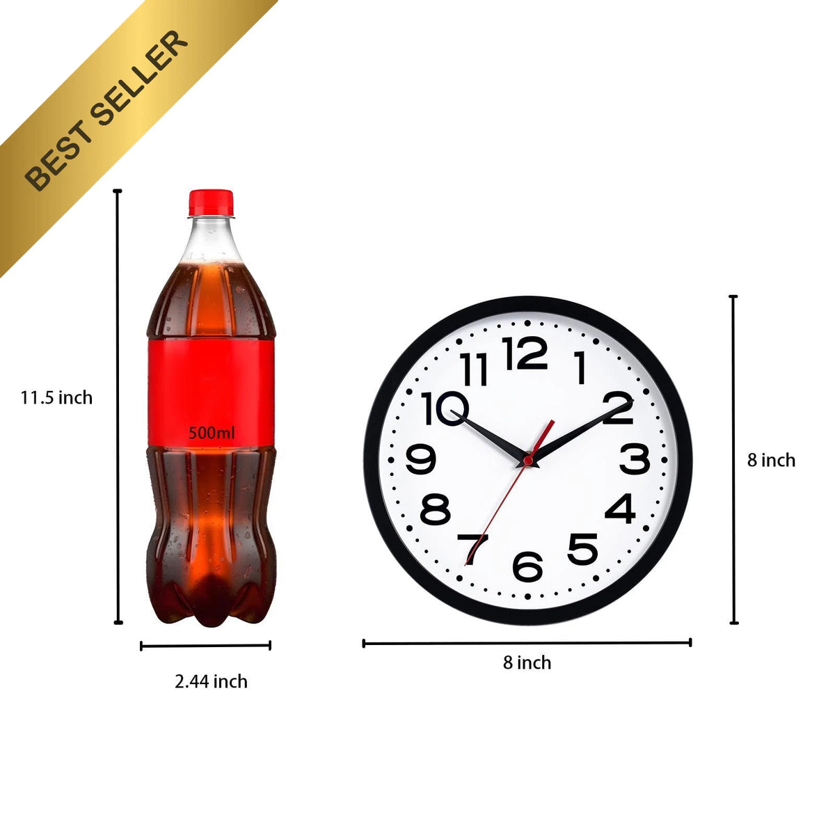 8 Inch Silent Wall Clock for Home Decor (Battery Operated, Non Ticking)