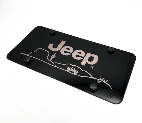 License Plate Frame Black Stainless for Jeep Wrangler JL (2018–2024)