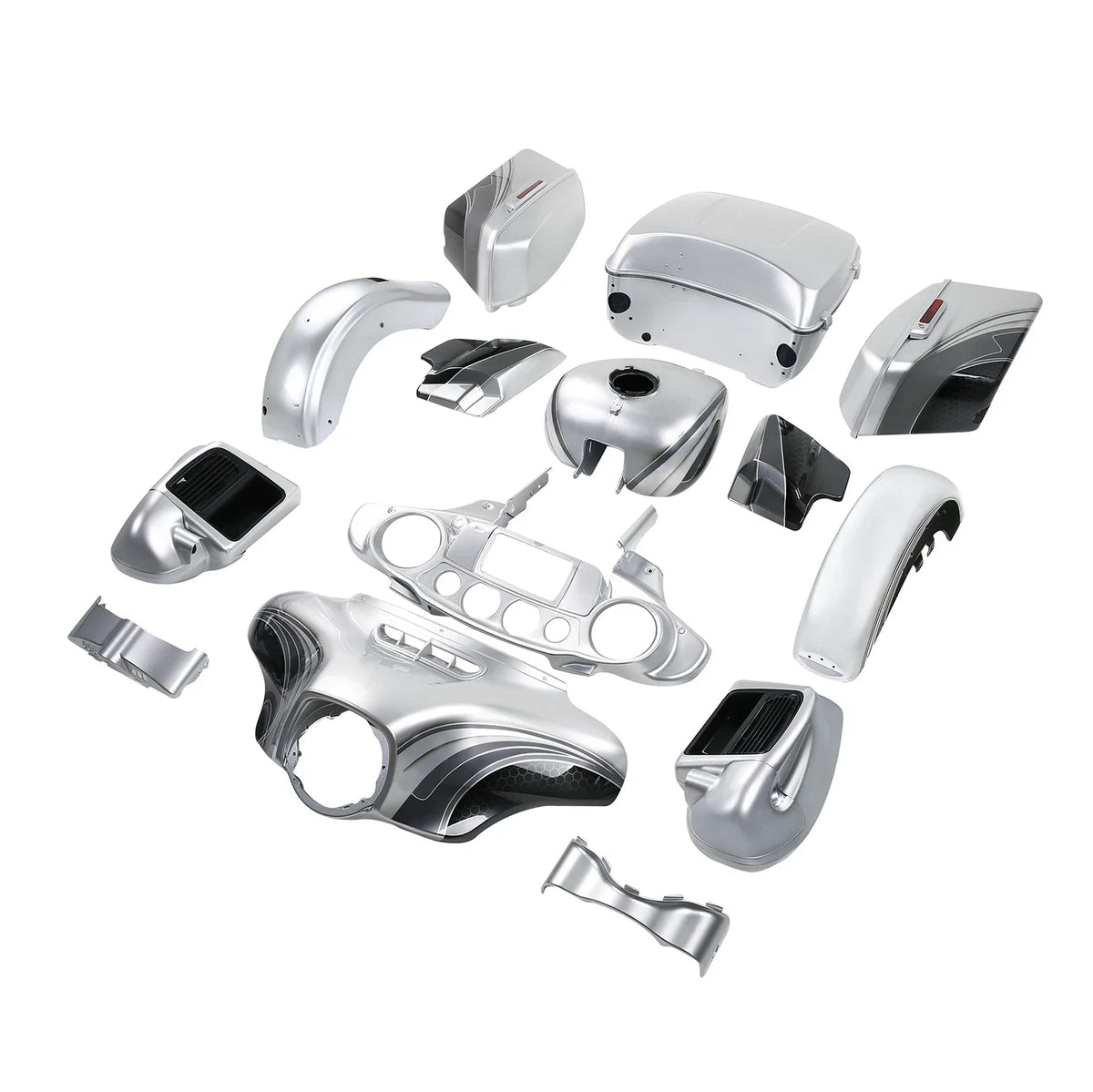 Fairings Bodywork for Harley Electra Glide (2014–2024) Silver/Black Honeycomb Fade