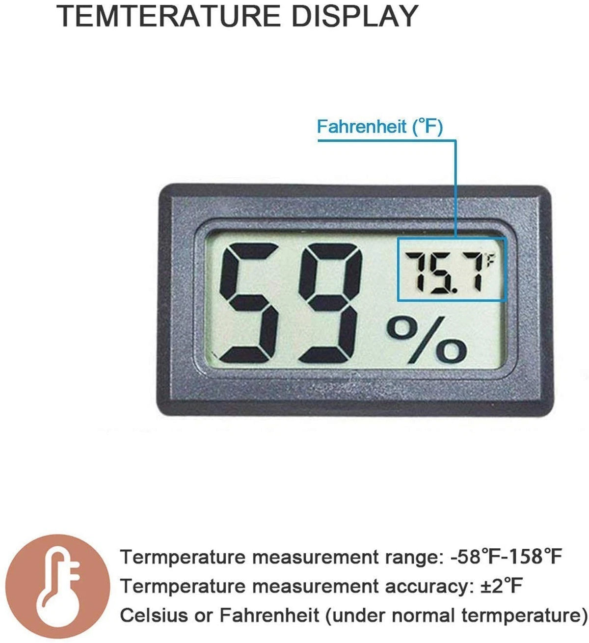 4-Pack Mini Digital Temperature Humidity Meters Gauge Indoor Black