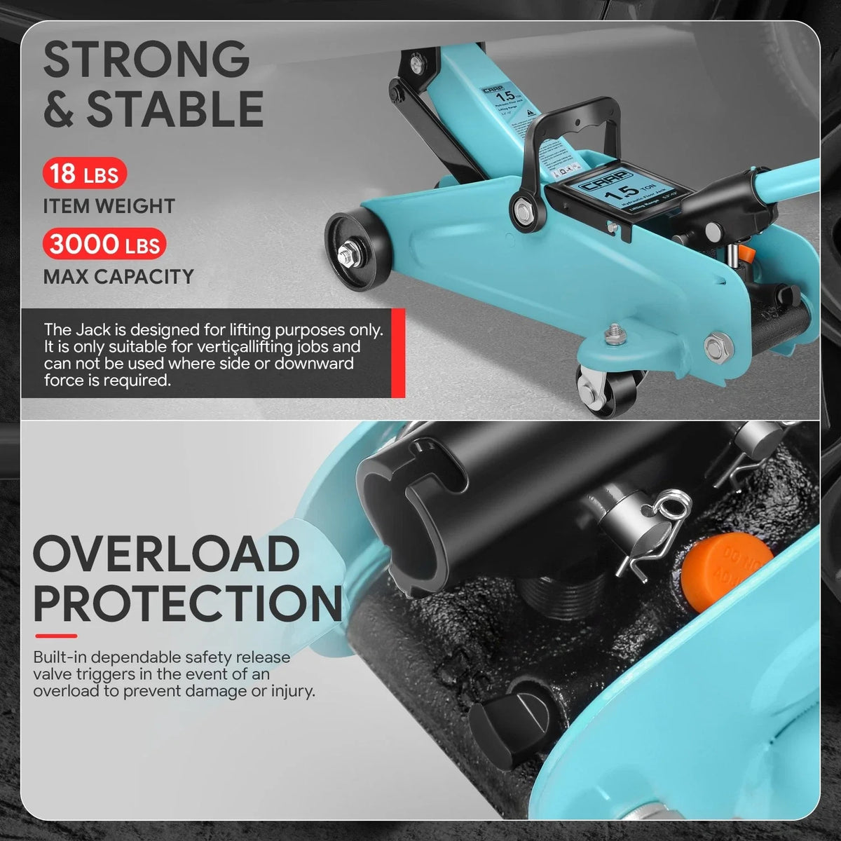 Hydraulic Floor Jack 3000lbs Capacity for Sky Blue Steel (5.3-12in)