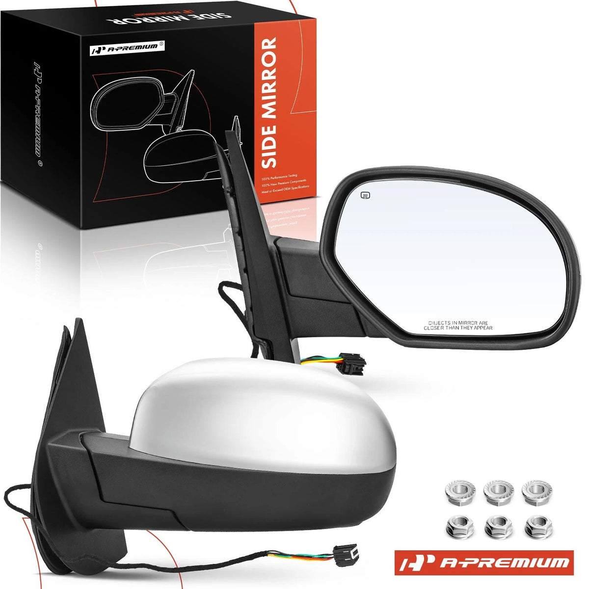 2X Chrome Power Heated Towing Mirror for Chevy Silverado 1500 (2007–2013)