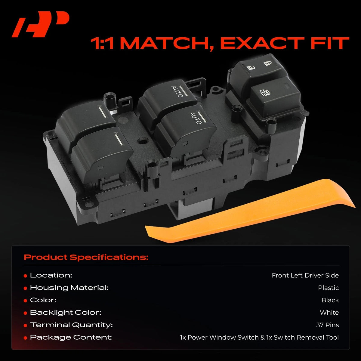 Front Left Power Window Switch for Honda Pilot (2016–2018) Ridgeline (2017–2019) 35750TG7A31, 1S15570