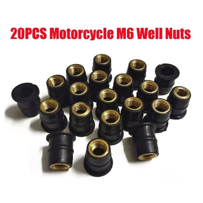 20 M6 Rubber Well Nuts for Motorcycle Body Parts (Universal)