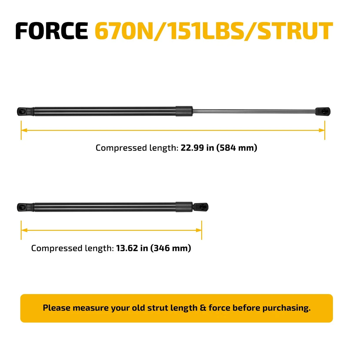Gas Strut Lift Support for Leer Truck Topper (SE230P150) 23 Inch 151Lb