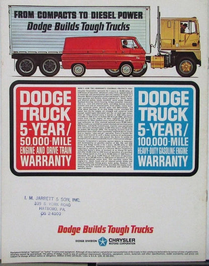 Sales Brochure for 1965 Dodge Stake Trucks Low Ton Series D 100 200 300