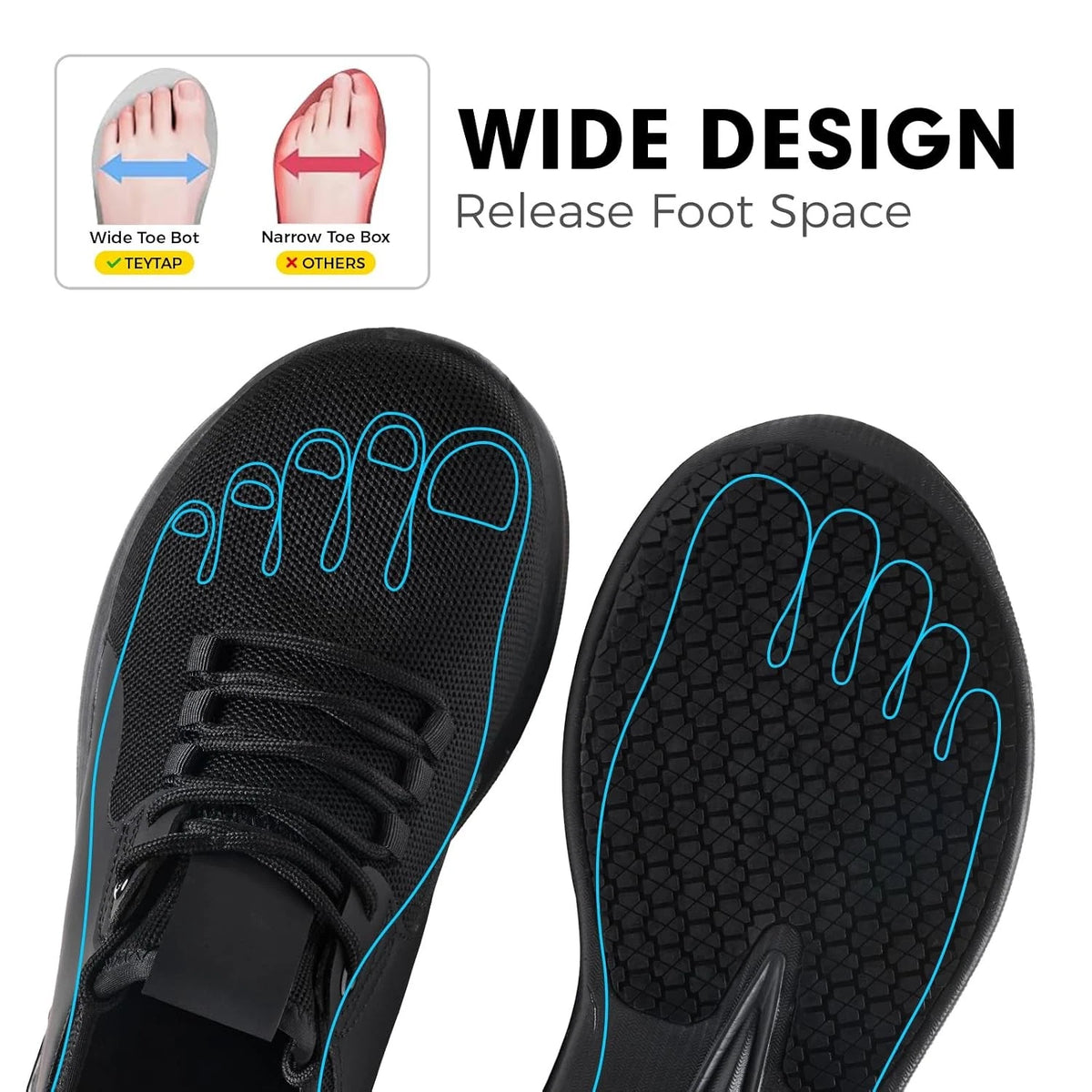 Wide Non Slip Waterproof Work Shoes for Men Women (Kitchen Chef)