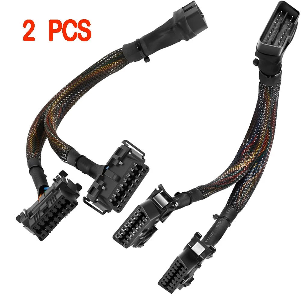 2X OBD2 16Pin Splitter Extension Cable for B6 OBD2