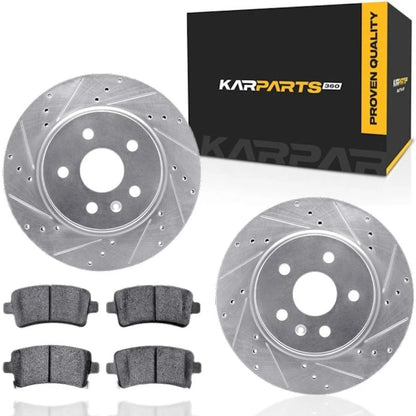 Set of 2 Rear Rotors for Chevy Impala (2014–2020) ALX-PAU-DF-7512-65024-CLA5, Drilled and Slotted