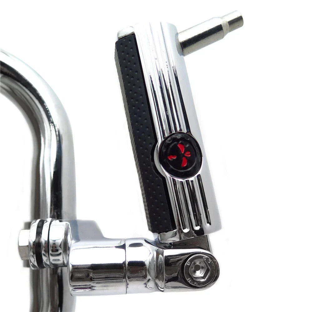 1-1/4" Chrome Gear Defiance Skull Highway Engine Guard Foot Pegs for Harley