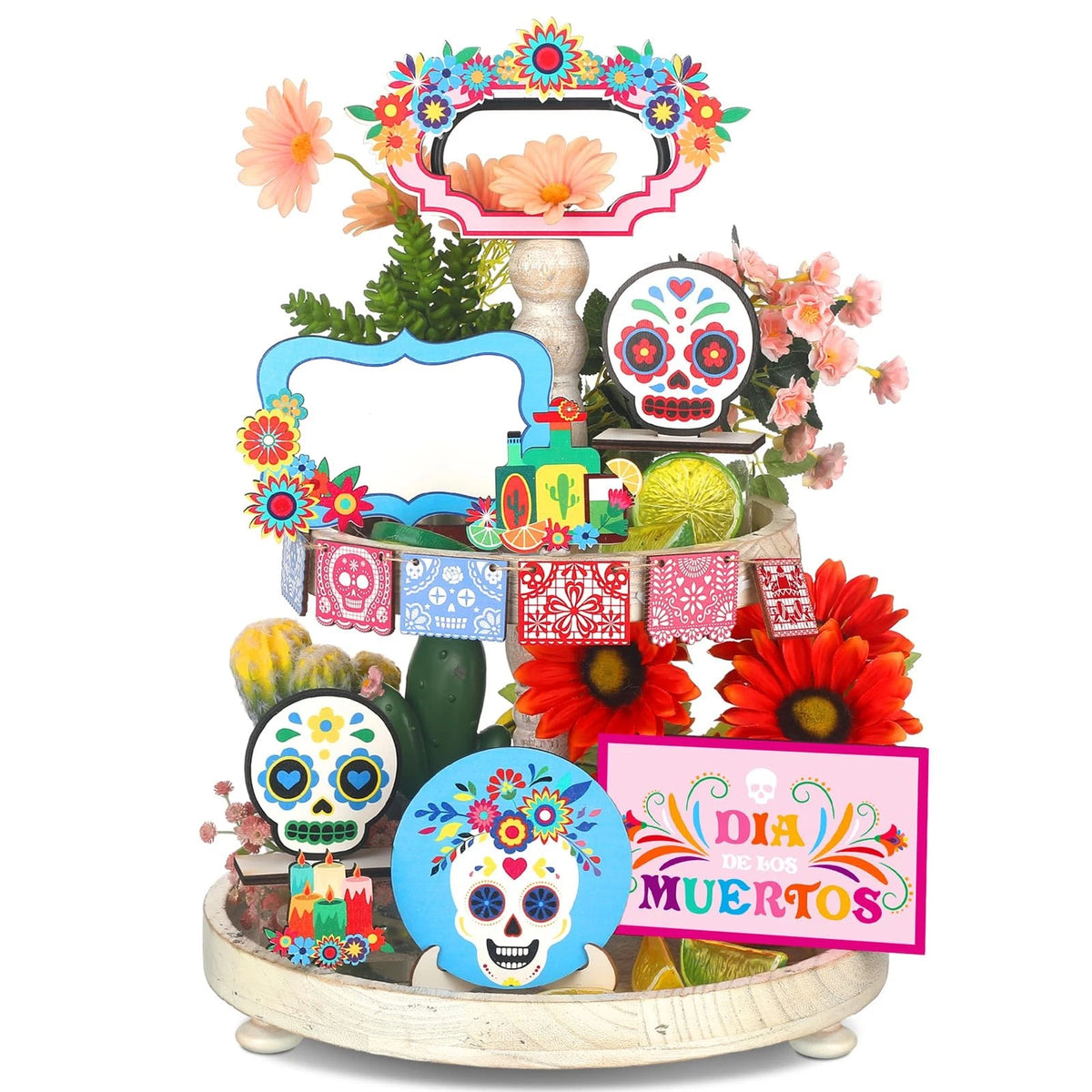 14 Pcs Day of The Dead Decor for Tiered Tray (Dia De Los Muertos)